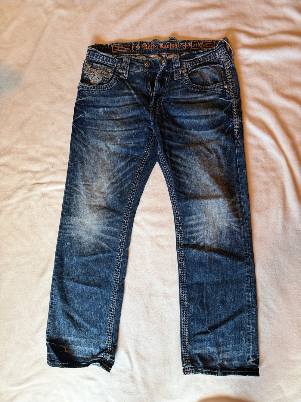 Rock Revival Men’s Faded Blue Straight Jeans
